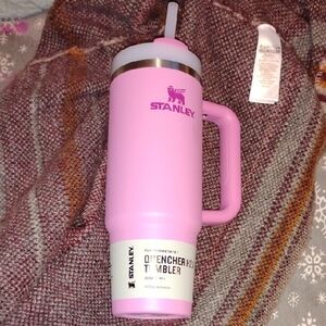 Stanley Pink Tumbler with Handle and Straw